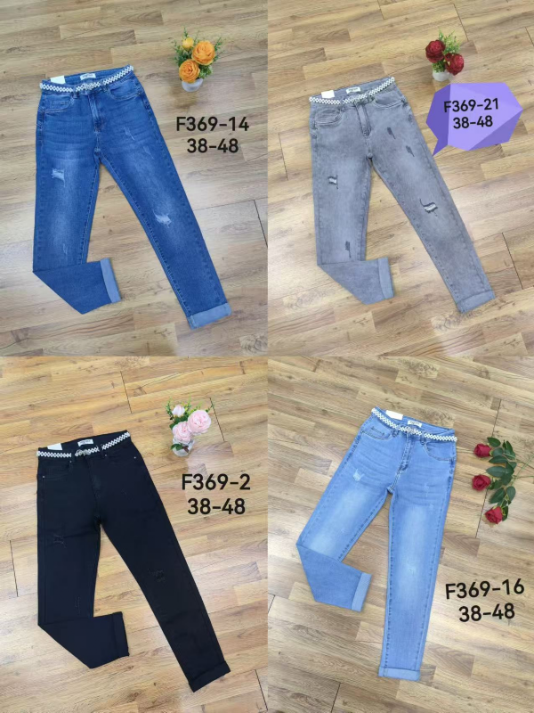 Spodnie damskie jeans Roz 38-48, 1 Kolor Paczka 12 szt